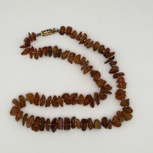 Vintage Genuine Amber Necklace 18 inches Filigree Box Clasp
